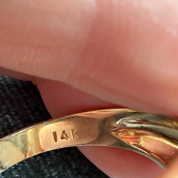 Heavy Vintage Estate 14k Diamond Ring Illusion Setting Size 8.5 Two Tone